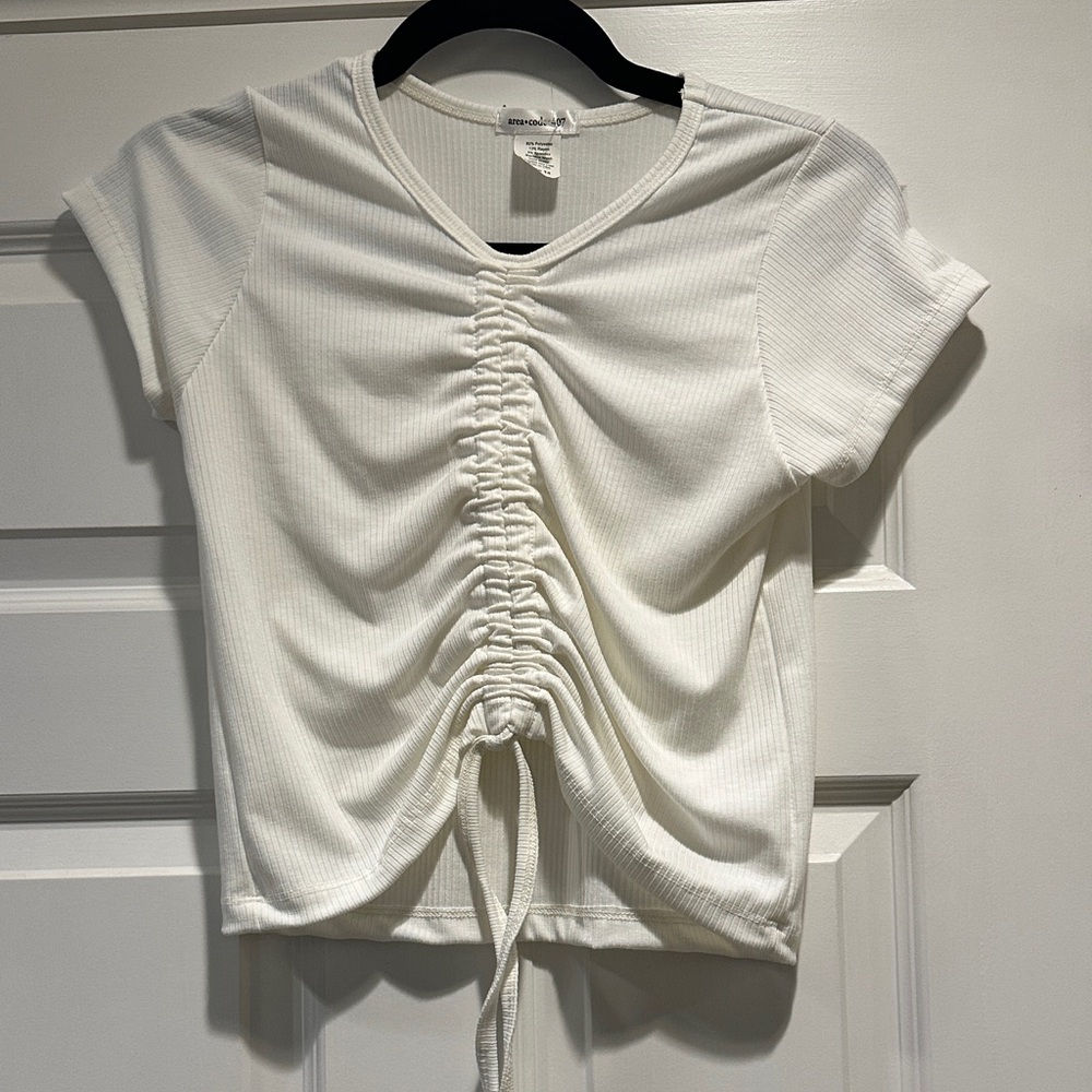 Chic White Ruched Kids Tee